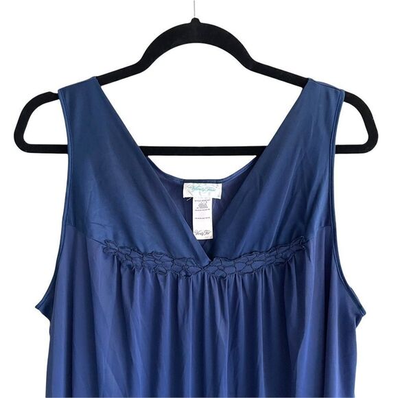 VANITY FAIR Blue Short Nightdress Sleepwear Chemise Nightgown Blue L - Picture 4 of 9